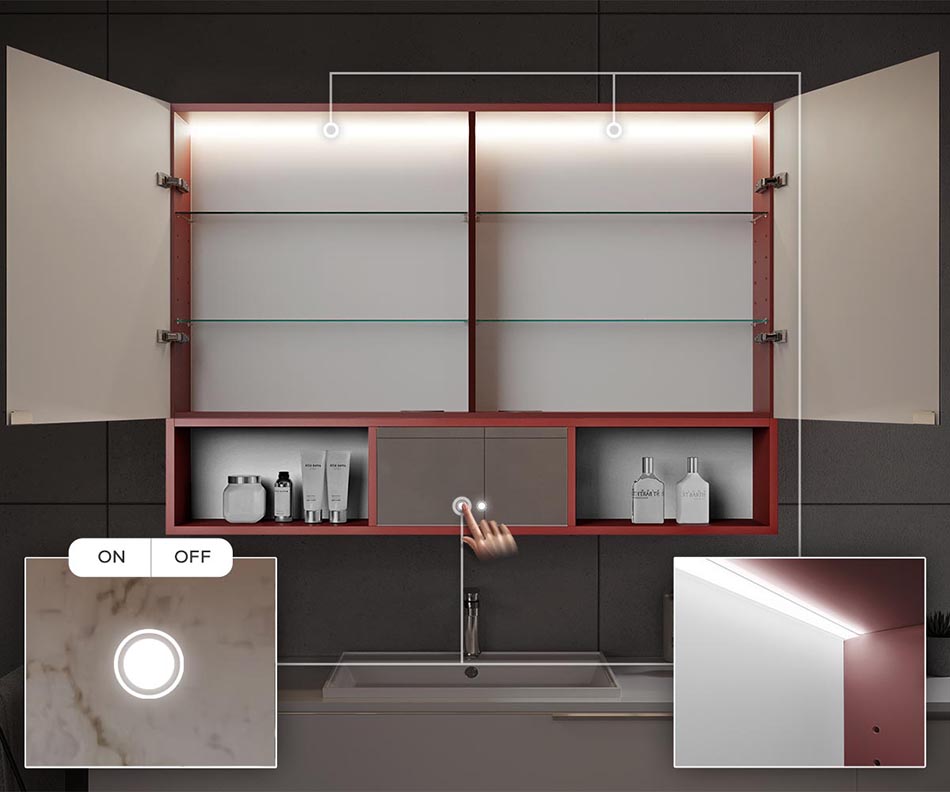 Podświetlenie LED wewnątrz szafki