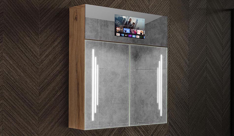 Model Sarah – nowoczesna szafka LED z zegarem i Bluetooth | ARTFORMA