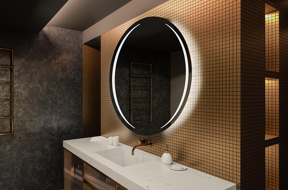 Lustro LED o okrągłym kształcie z podświetleniem idealnym do nastrojowego wnętrza | ARTFORMA