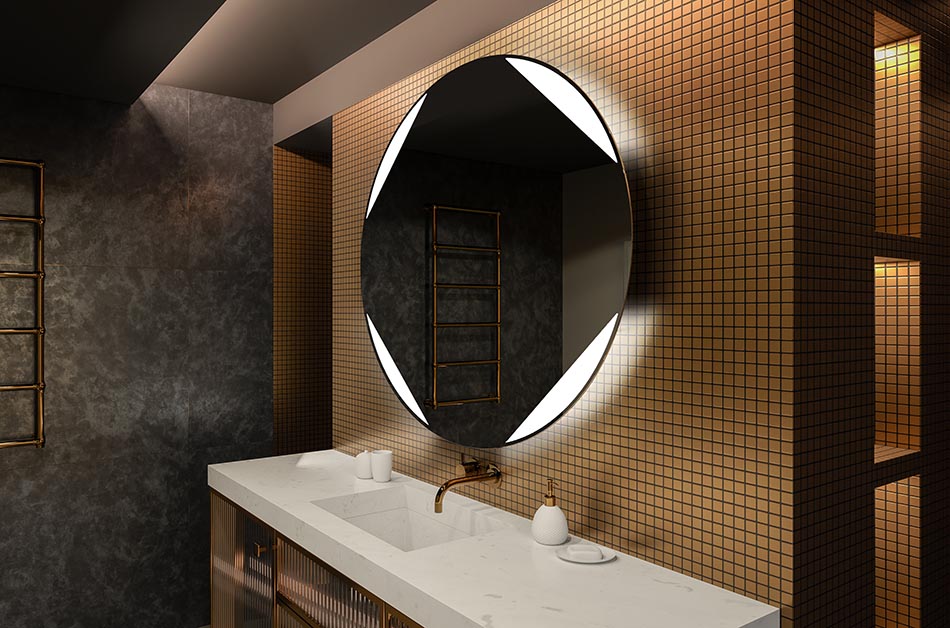 Lustro LED o okrągłym kształcie z podświetleniem idealnym do nastrojowego wnętrza | ARTFORMA