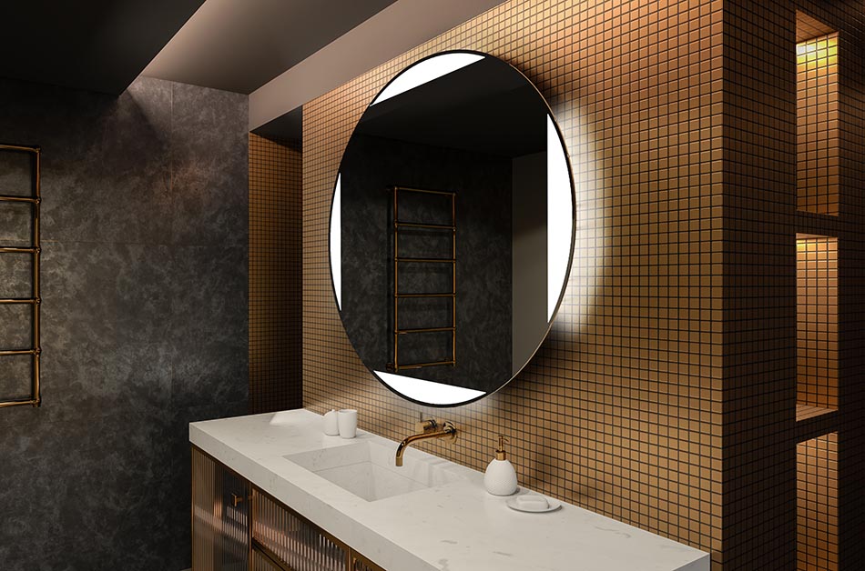 Lustro LED o okrągłym kształcie z podświetleniem idealnym do nastrojowego wnętrza | ARTFORMA