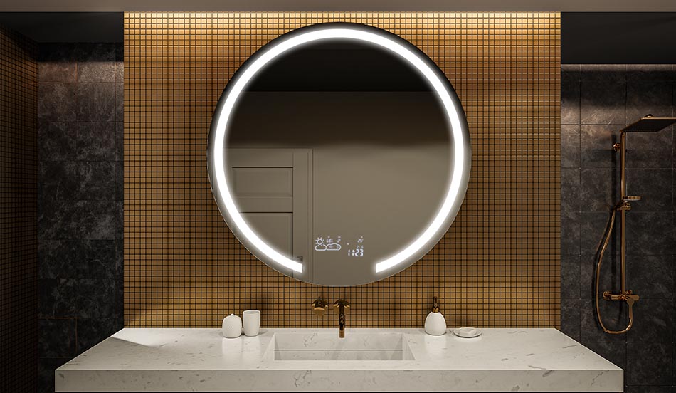 Lustro ambient LED okrągłe z funkcją tylnego podświetlenia do łazienki | ARTFORMA
