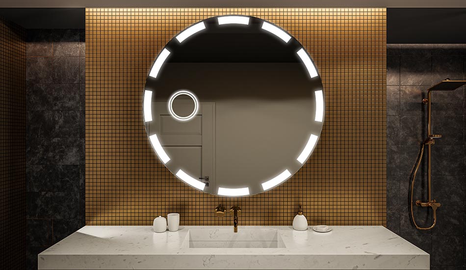 Lustro ambient LED okrągłe z funkcją tylnego podświetlenia do łazienki | ARTFORMA