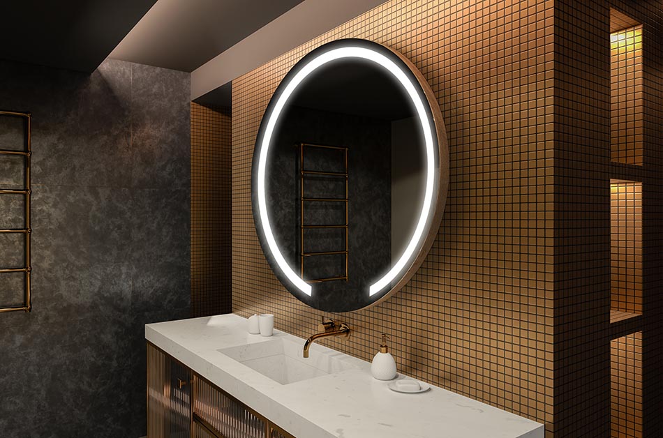 Nowoczesne lustro okrągłe z miękkim światłem LED w stylu premium | ARTFORMA