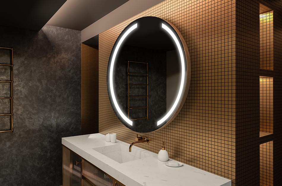 Nowoczesne lustro okrągłe z miękkim światłem LED w stylu premium | ARTFORMA