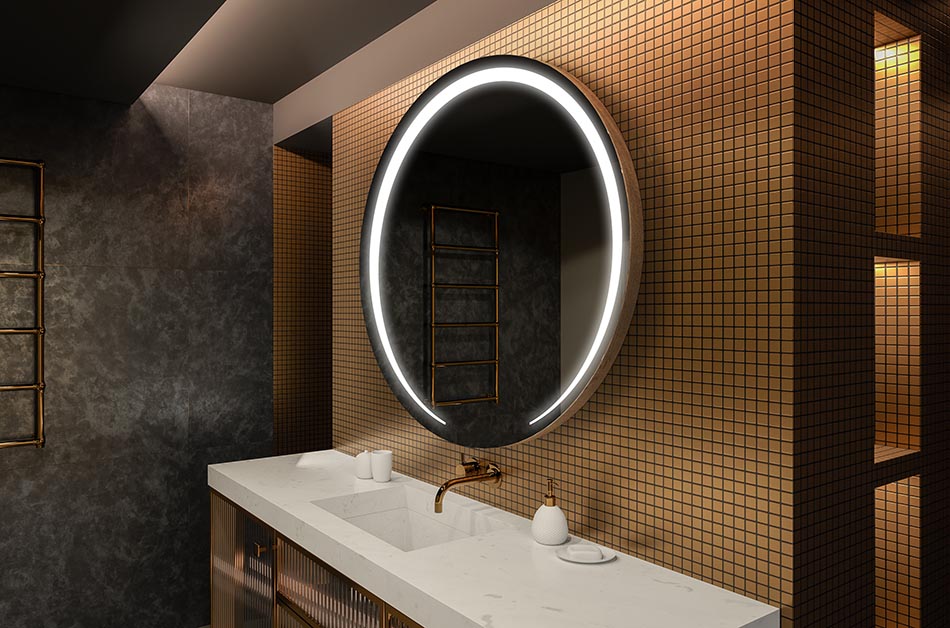 Nowoczesne lustro okrągłe z miękkim światłem LED w stylu premium | ARTFORMA