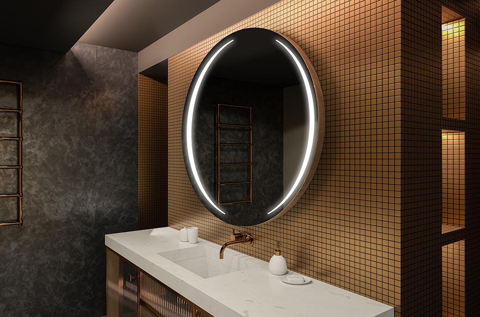 Nowoczesne lustro okrągłe z miękkim światłem LED w stylu premium | ARTFORMA