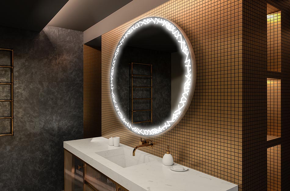 Nowoczesne lustro okrągłe z miękkim światłem LED w stylu premium | ARTFORMA