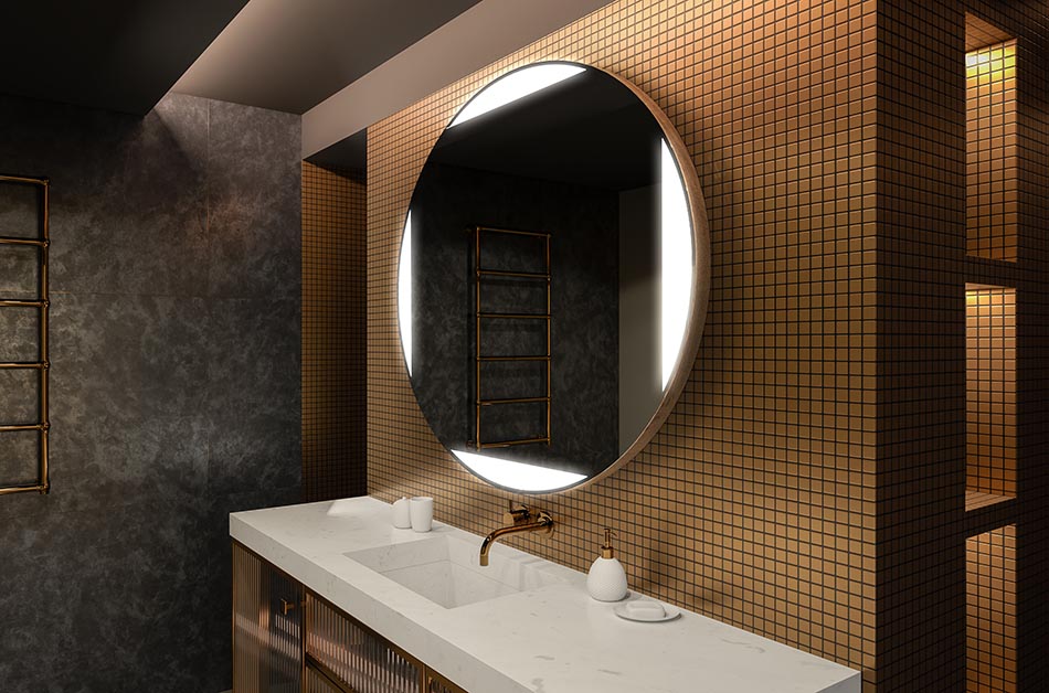 Nowoczesne lustro okrągłe z miękkim światłem LED w stylu premium | ARTFORMA