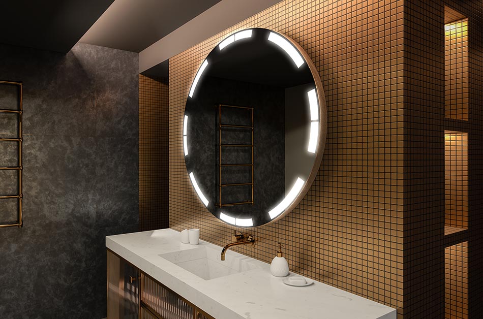 Nowoczesne lustro okrągłe z miękkim światłem LED w stylu premium | ARTFORMA