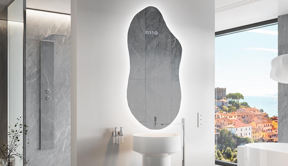 Lustro nieregularne z delikatnym podświetleniem ambient do eleganckiego wnętrza | ARTFORMA