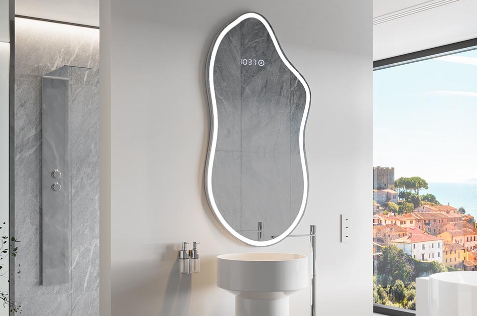 Lustro nieregularne z delikatnym podświetleniem ambient do eleganckiego wnętrza | ARTFORMA