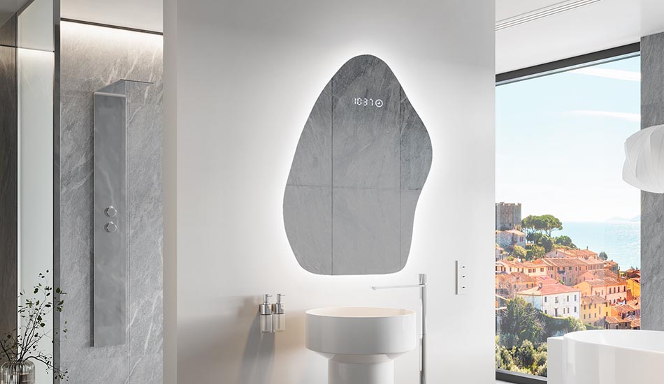 Lustro nieregularne z delikatnym podświetleniem ambient do eleganckiego wnętrza | ARTFORMA