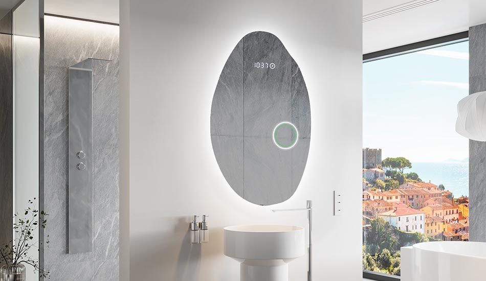 Lustro nieregularne z delikatnym podświetleniem ambient do eleganckiego wnętrza | ARTFORMA