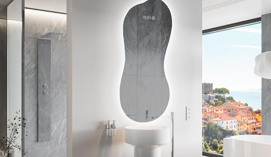 Lustro nieregularne z delikatnym podświetleniem ambient do eleganckiego wnętrza | ARTFORMA