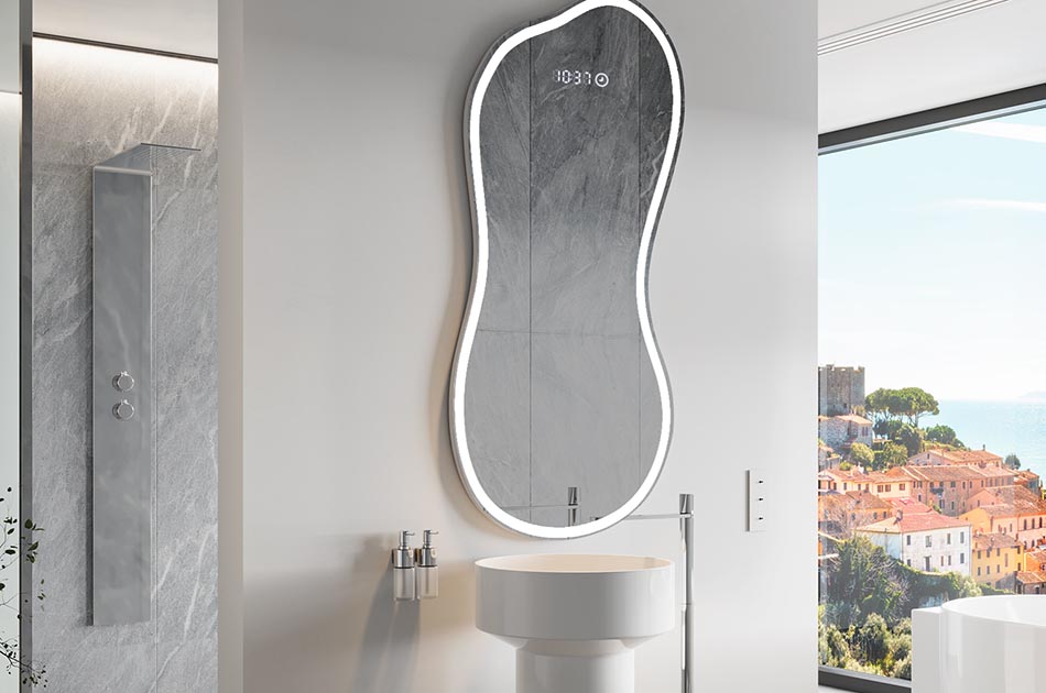 Lustro nieregularne z delikatnym podświetleniem ambient do eleganckiego wnętrza | ARTFORMA