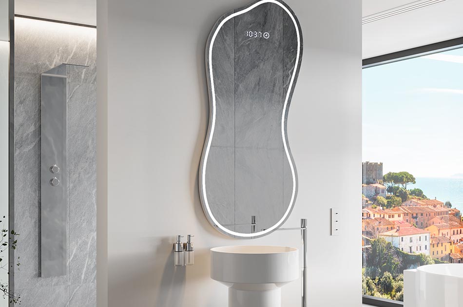 Lustro nieregularne z delikatnym podświetleniem ambient do eleganckiego wnętrza | ARTFORMA