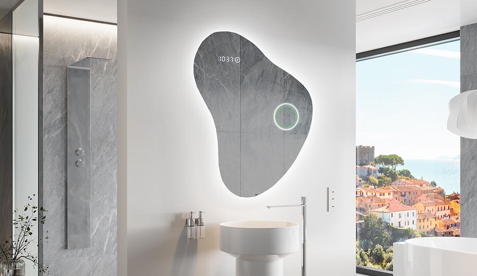 Lustro nieregularne z delikatnym podświetleniem ambient do eleganckiego wnętrza | ARTFORMA