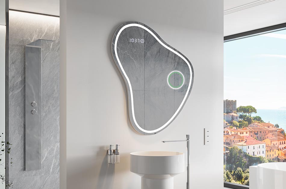 Lustro nieregularne z delikatnym podświetleniem ambient do eleganckiego wnętrza | ARTFORMA
