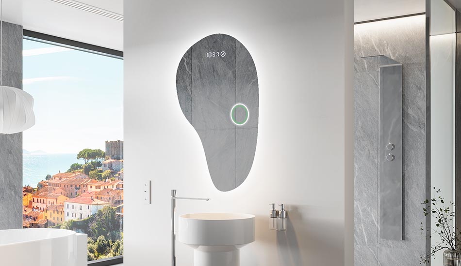 Lustro nieregularne z delikatnym podświetleniem ambient do eleganckiego wnętrza | ARTFORMA