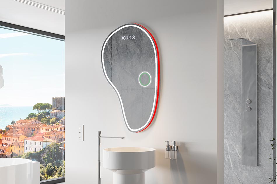 Lustro nieregularne z delikatnym podświetleniem ambient do eleganckiego wnętrza | ARTFORMA