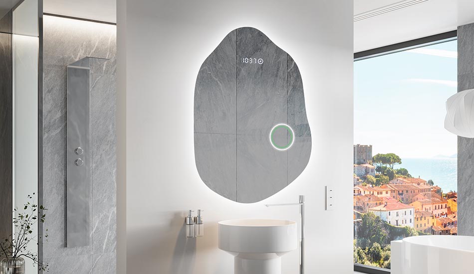 Lustro nieregularne z delikatnym podświetleniem ambient do eleganckiego wnętrza | ARTFORMA