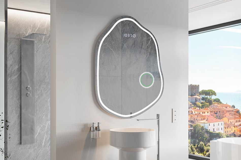 Lustro nieregularne z delikatnym podświetleniem ambient do eleganckiego wnętrza | ARTFORMA