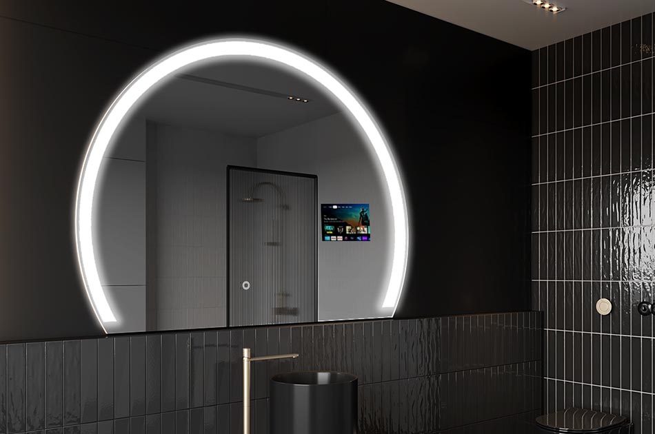 Lustro LED nieregularne z wyświetlaczem pogody i dotykowym panelem | ARTFORMA