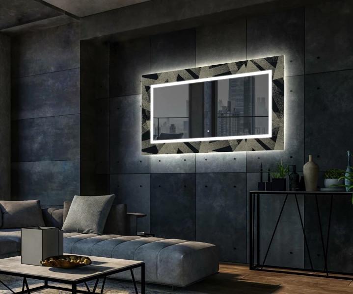 Podświetlane lustro dekoracyjne LED do salonu – Dotted Triangles