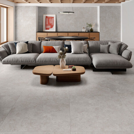 Gres na podłogę 100x100 trawertyn cięty w poprzek matowy, szary A4H497 Chrono Grey #1