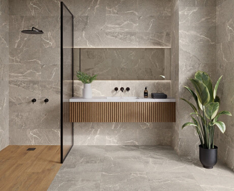 Gres kamienny z żyłą na podłogę 100x100 matowy, szary A4H506 Volterra Grey