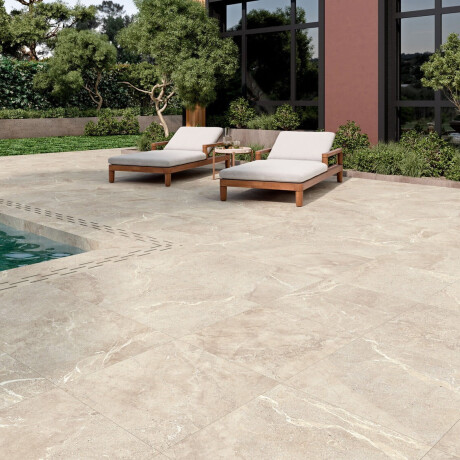 Gres kamienny z żyłą na podłogę 100x100 matowy, szaro beżowy taupe A4H508 Volterra Bone #2