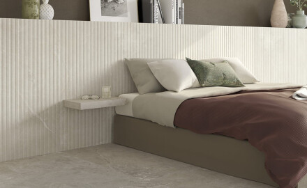 Gres ryflowany na podłogę 60x120 szary jasny mat A4H510 Rigat-One Ermetica Bianco