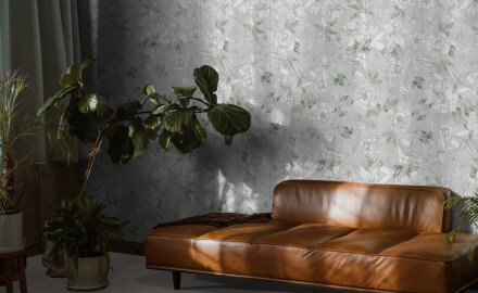 Gres na ścianę 60x120 cm szary w kwiatowe wzory mat A4H923 Lirio