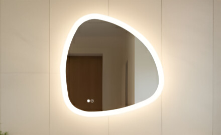 Lustro nieregularne z podświetleniem, Dual color, włącznik dotykowy, mata grzewcza