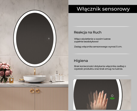 Owalne Lustro Łazienkowe Pionowe Podświetlane LED74 #4
