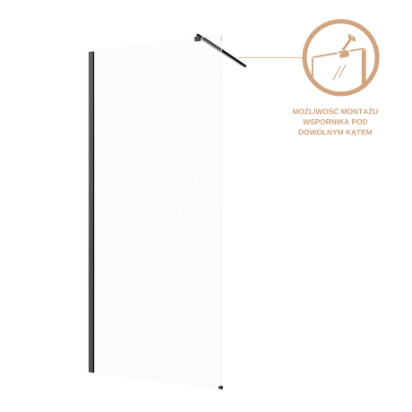 Kabina walk-in szkło transparentne profil czarny #6