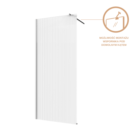 Kabina prysznicowa walk-in II Invena Trend 100 × 200 cm, ryflowane szkło 8 mm, chrom #7