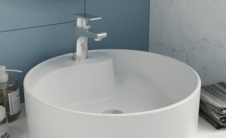 Bateria umywalkowa Invena Kalon, chrom, jednouchwytowa z korkiem click-clack