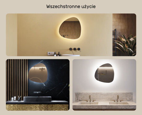 Lustro nieregularne podświetlane dekoracyjne LED 54x54cm z zimną barwą LED 7000K, ciepłą barwą 3000K lub barwą neutralną 4500K #2