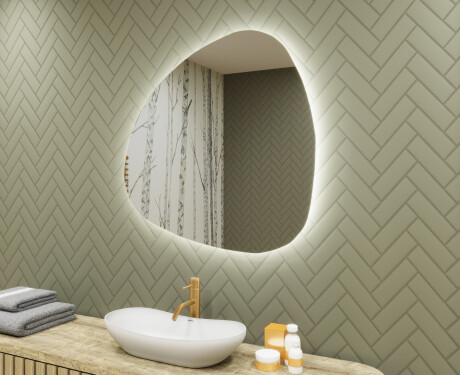 Lustro nieregularne podświetlane dekoracyjne LED 74x74cm z zimną barwą LED 7000K, ciepłą barwą 3000K lub barwą neutralną 4500K