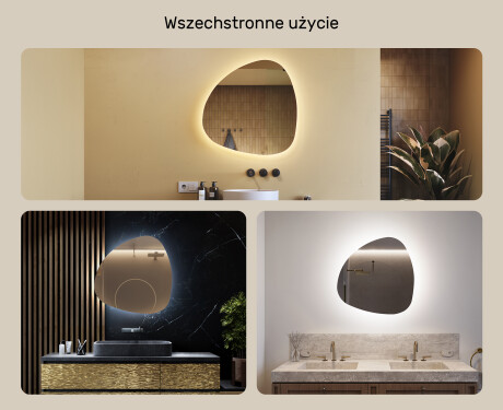 Lustro nieregularne podświetlane dekoracyjne LED 74x74cm z zimną barwą LED 7000K, ciepłą barwą 3000K lub barwą neutralną 4500K #2