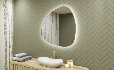 Lustro nieregularne podświetlane dekoracyjne LED 74x74cm z zimną barwą LED 7000K, ciepłą barwą 3000K lub barwą neutralną 4500K