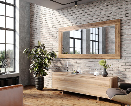 Prostokątne lustro w dębowej ramie na wymiar L224