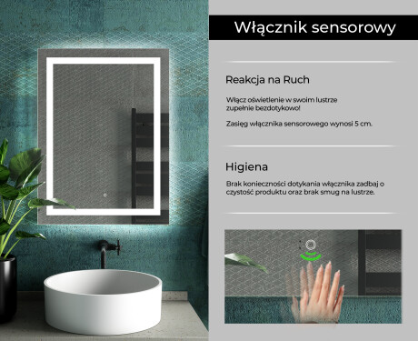 Prostokątne Lustro Łazienkowe Podświetlane LED15 #7