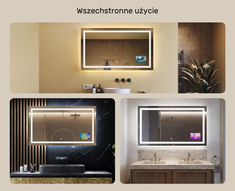 Prostokątne Lustro Łazienkowe Podświetlane L15 120x80cm - SmartScreen, DualColor #2