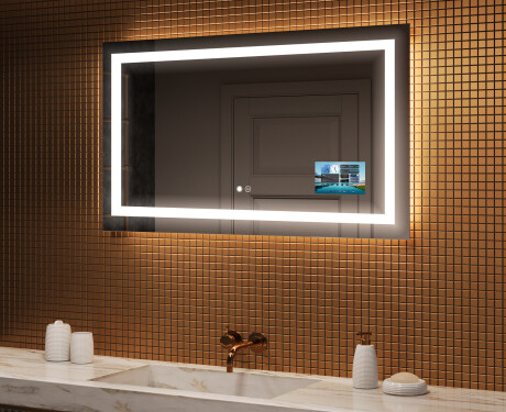 Prostokątne Lustro Łazienkowe Podświetlane L15 120x80cm - SmartScreen, DualColor, Mata grzewcza
