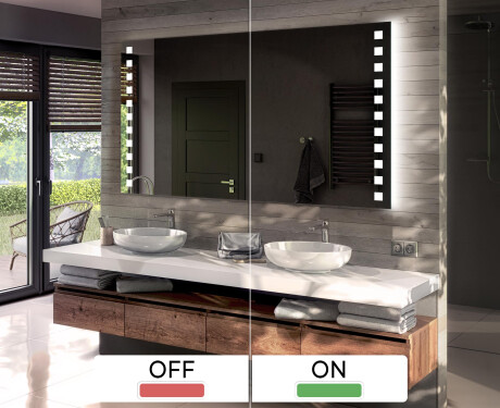 Prostokątne Lustro LED Na Baterie Podświetlane L03  Do Łazienki #3