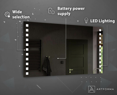 Prostokątne Lustro LED Na Baterie Podświetlane L03  Do Łazienki #4