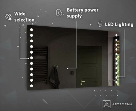 Prostokątne Lustro LED Na Baterie Podświetlane L06  Do Łazienki #4
